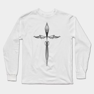 Beautiful Religious Cross Faith line Art Design Long Sleeve T-Shirt